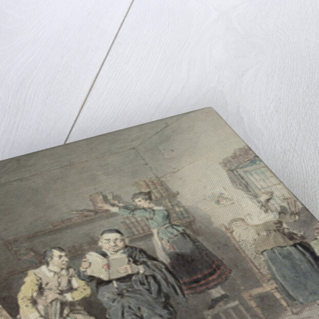 The Priest and the Barber, with Don Quixote's house-keeper and niece, purging the Don's library of Books of Chivalry by John Augustus Atkinson