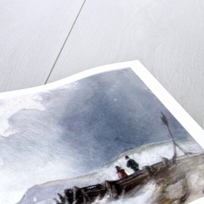 Coast Scene, with boats and wooden jetty by Charles (follower of) Bentley