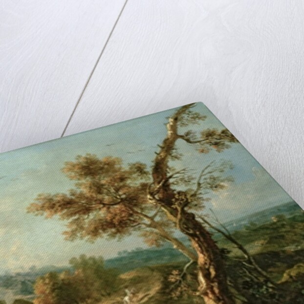 An Italianate River Landscape with Travellers by Francesco Zuccarelli