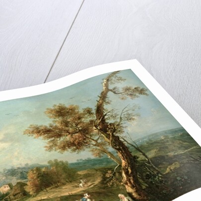 An Italianate River Landscape with Travellers by Francesco Zuccarelli