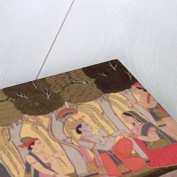 Radha and Krishna seated in a grove, Kulu, 1790-1800 by School Pahari