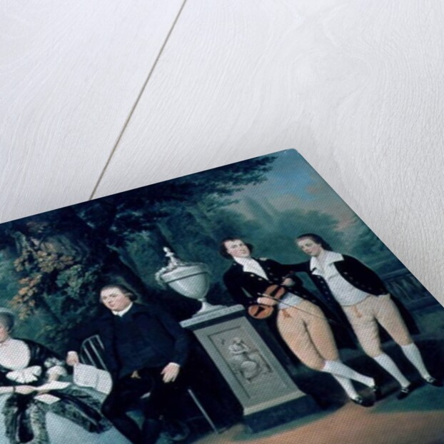 Members of the Wilson family grouped round a memorial of William Pitt the Younger by John Downman