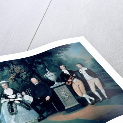 Members of the Wilson family grouped round a memorial of William Pitt the Younger by John Downman