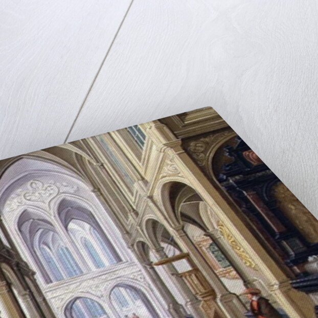 Elegant Figures in a Gothic Church by Dirck van Deelen