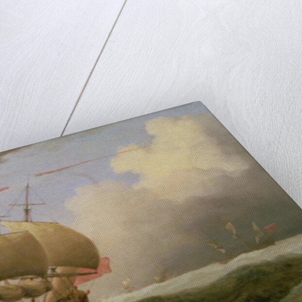 An English Ship Close-hauled in a Strong Breeze by Willem van de the Younger Velde