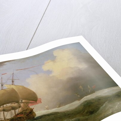An English Ship Close-hauled in a Strong Breeze by Willem van de the Younger Velde