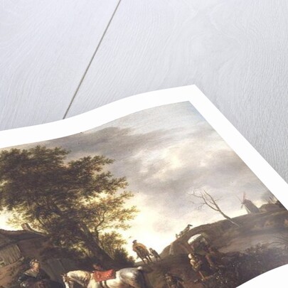 A landscape with a cottage and horsemen by Pieter Wouwermans or Wouwerman