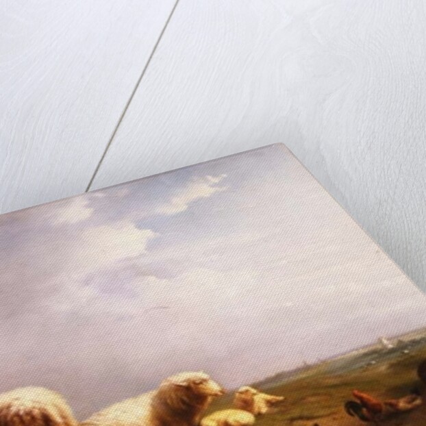 Sheep and chickens in a landscape, 19th century by Eugene Joseph Verboeckhoven