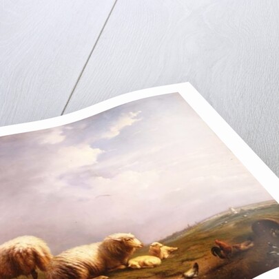Sheep and chickens in a landscape, 19th century by Eugene Joseph Verboeckhoven
