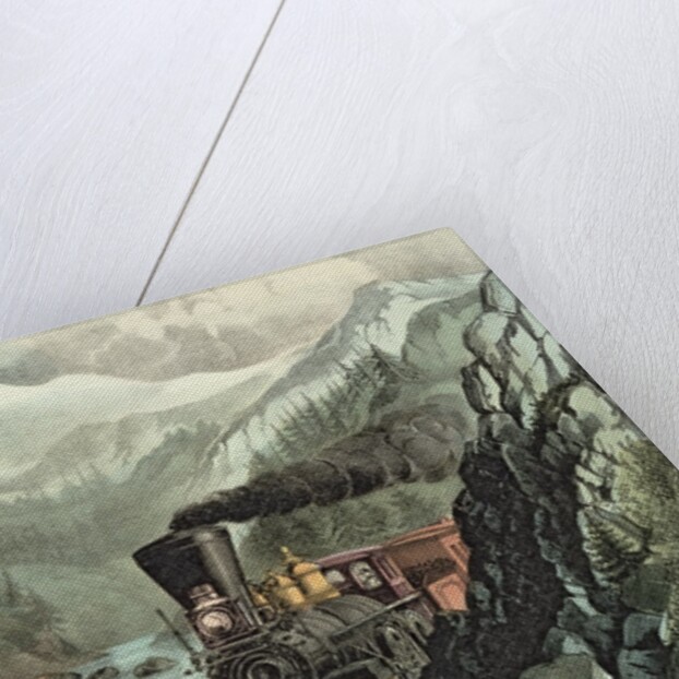 The Route to California. Truckee River, Sierra Nevada. Central Pacific railway, 1871 by N. and Ives J.M. Currier