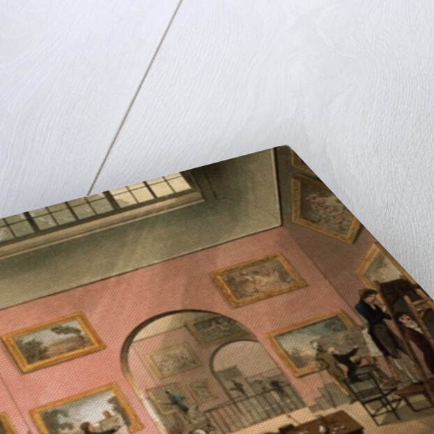 Students learning to paint and making copies of pictures at the British Institution, Pall Mall by T. & Pugin A.C.(1762-1832) Rowlandson