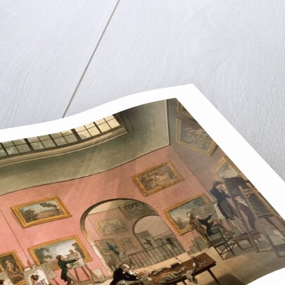 Students learning to paint and making copies of pictures at the British Institution, Pall Mall by T. & Pugin A.C.(1762-1832) Rowlandson