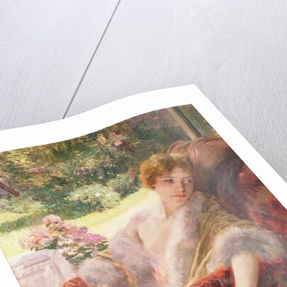 Portrait of a woman in a fur wrap by Herman Richir