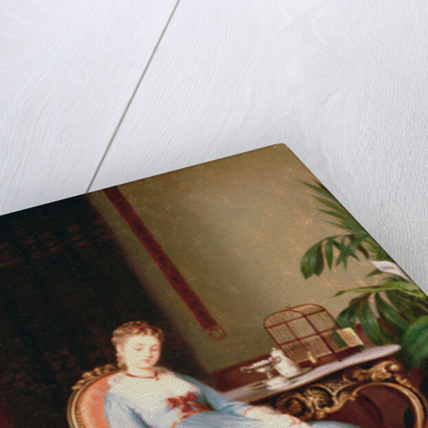 Feeding the pet bullfinch by Emil Teschendorff