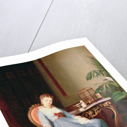 Feeding the pet bullfinch by Emil Teschendorff