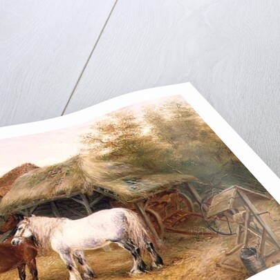 Carthorses in a farmyard by Edwin Frederick Holt