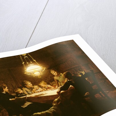 Family supper in the lamp light, 19th century by Knut Ekvall