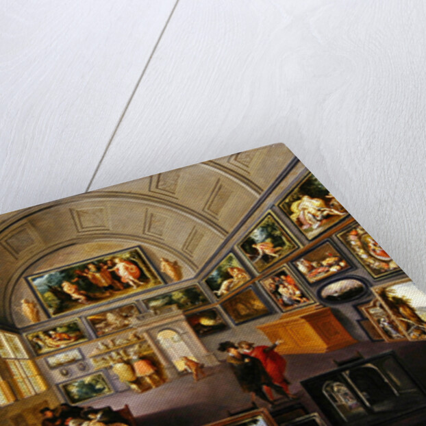 The interior of a picture gallery by Hendrik the Younger Steenwyck