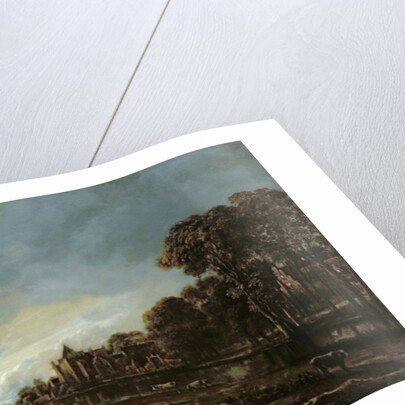 Moonlit River Landscape with Cottages on the Wooded Banks by Aert van der Neer