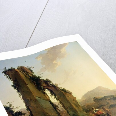 Peasants with Four Oxen and a Goat at a Ford by a Ruined Aqueduct, c.1655-60 by Nicolaes Pietersz. Berchem