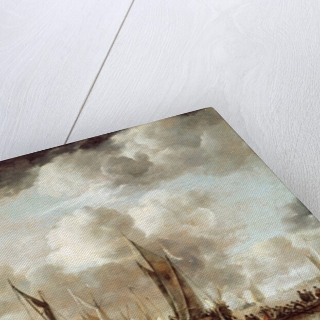 A Dutch Yacht Firing a Salute as a Barge Pulls Away, 1650 by Jan van de Capelle or Cappelle