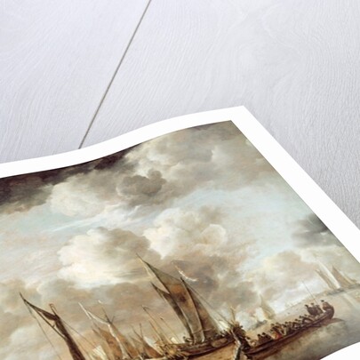 A Dutch Yacht Firing a Salute as a Barge Pulls Away, 1650 by Jan van de Capelle or Cappelle