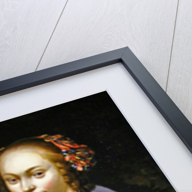 A portrait of a young girl holding a fan, a landscape beyond, c.1650 by Friesian School