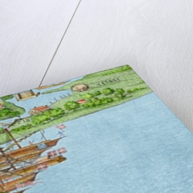 The French fleet becalmed and the attack on the Isle of Wight, 1545, by James (after) Basire