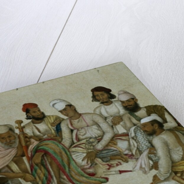 Nine courtiers and servants of the Raja Patiala, c.1817 by Indian School