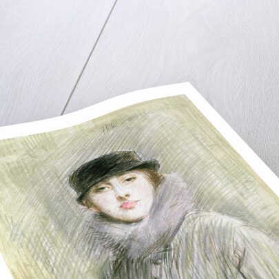 Portrait of a Lady with a Fur Collar and Muff, 20th century by Paul Cesar Helleu