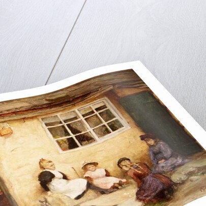 Children playing Dice by a Cottage by English School