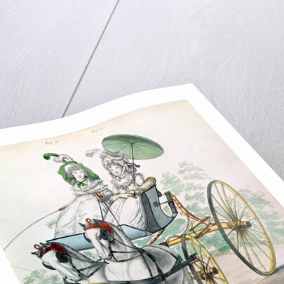 Two young ladies in calico gowns, taking an airing in a phaeton by Humphry Repton