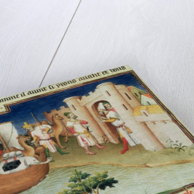 Marco Polo with elephants and camels arriving at Hormuz on the Gulf of Persia from India, c.1410-12 by (and workshop) Boucicaut Master