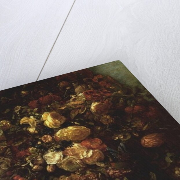 Still Life of Flowers on a Ledge with Birds Nest, 1884 by Pierre-Louis de Coninck