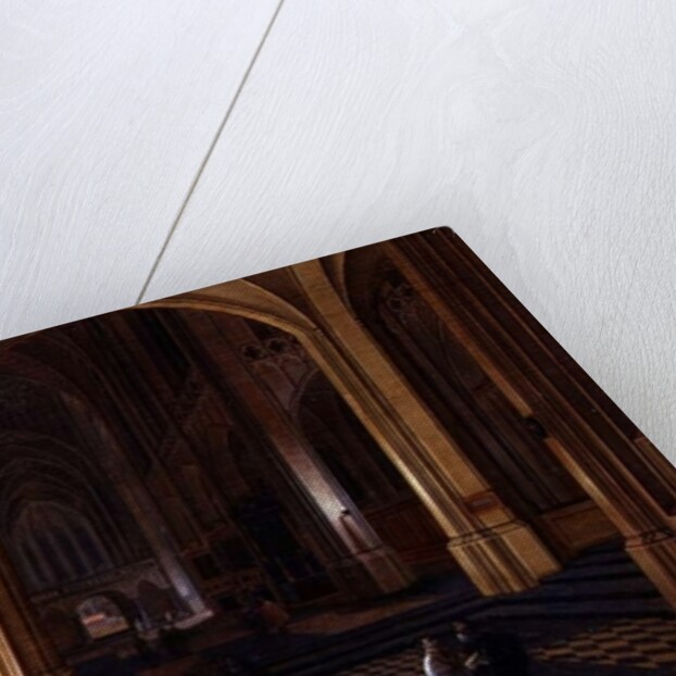 Interior of a cathedral with a beggar and other figures by Pieter the Elder Neeffs