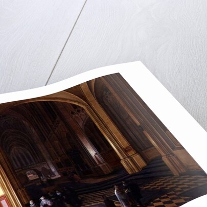 Interior of a cathedral with a beggar and other figures by Pieter the Elder Neeffs