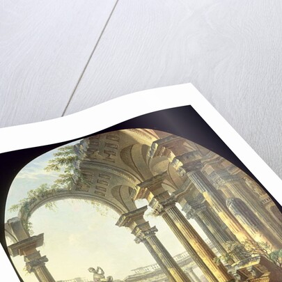 Shepherds with Animals in a Classical Landscape by Pierre Antoine Demachy