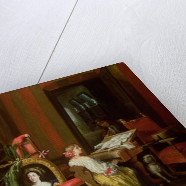 Interior with a Lady at a Harpsichord by Francesco (b.1640) Fieravino