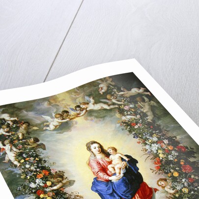 The Virgin and Child encircled by a garland of flowers held aloft by cherubs, c.1624 by Jan & Balen Hendrik van Brueghel