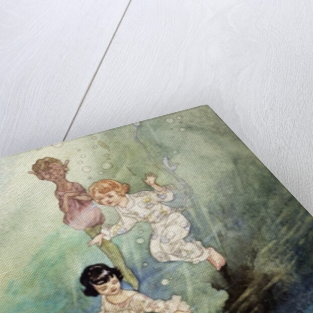 Untitled Watercolour, Children Underwater with an Elf by Charles Robinson