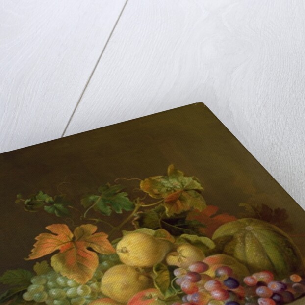 A Still Life of Melons, Grapes and Peaches on a Ledge by Jakob Bogdani or Bogdany