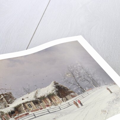 Winter Scene with Figures on a Path near a Church by Nils Hans Christiansen