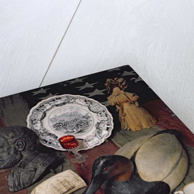 Collection of objects, including a commemorative cup and saucer of the Declaration of Independence, 1776 by American School