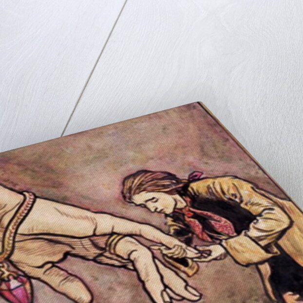 Original watercolour illustration for 'Gulliver's Travels' by Swift, Gulliver in Brobdingnag, 1909 by Arthur Rackham