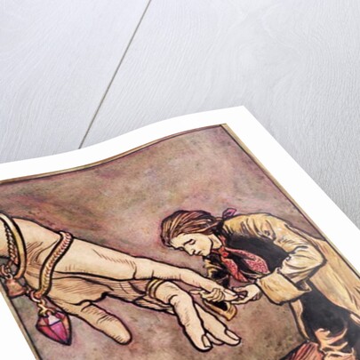 Original watercolour illustration for 'Gulliver's Travels' by Swift, Gulliver in Brobdingnag, 1909 by Arthur Rackham