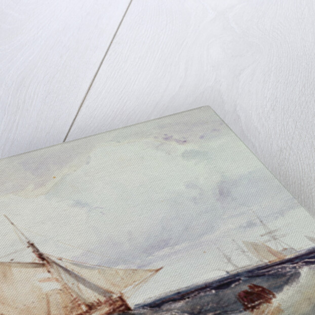 A Cutter and other Ships in a Strong Breeze by Richard Parkes Bonington