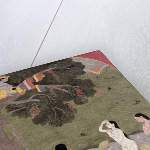 Krishna with the Cow Girls' clothes, Tehri-Garhwal, c.1820-30 by School Pahari