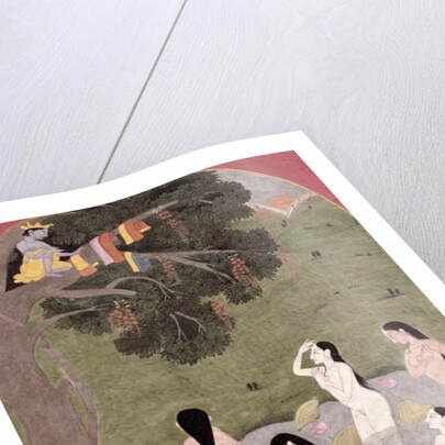 Krishna with the Cow Girls' clothes, Tehri-Garhwal, c.1820-30 by School Pahari