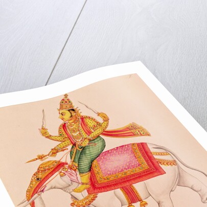 Indra, God of Storms, riding on an elephant, 1820-25 by Indian School