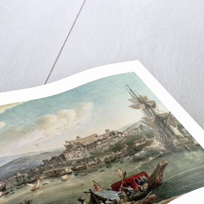 The town and harbour of Trieste seen from the New Mole. by Louis Francois Cassas